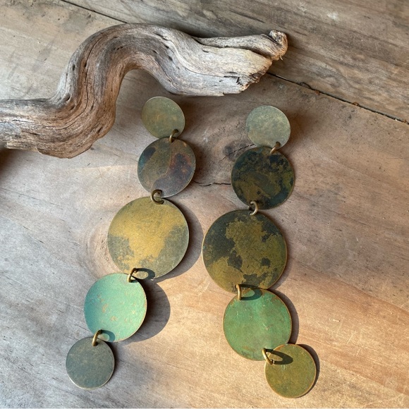 Vintage Artisan Drop Earring with Patina Discs - Picture 2 of 15